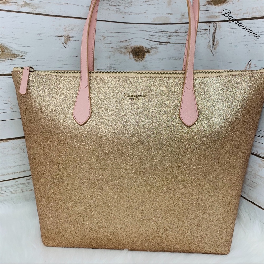 Holiday Rose gold Kate spade joeley Tote Glitter - Picture 1 of 8